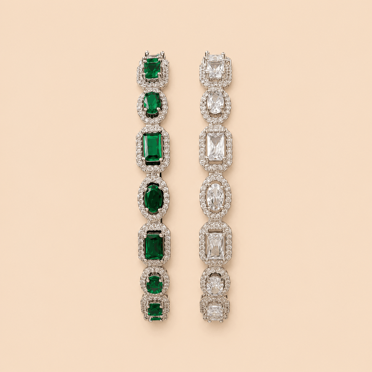 Emerald & Diamond Crystal Luxury Bangles – SKU 0019M