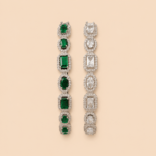 Emerald & Diamond Crystal Luxury Bangles – SKU 0019M