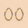 Elegant Dual-Tone Gold & Silver Hoop Earrings – Textured Statement Earrings 0028M