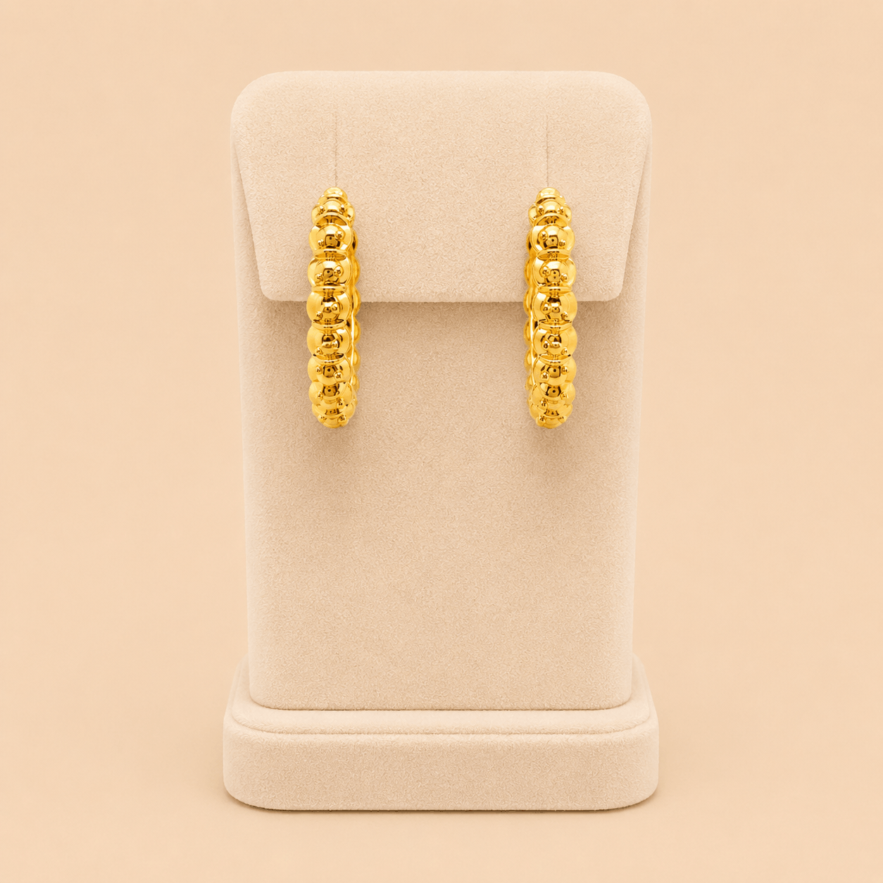 Elegant Gold Beaded Hoop Earrings – Minimal Classic Hoops 0029M