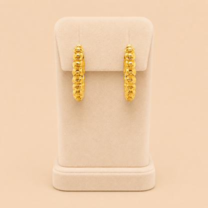 Elegant Gold Beaded Hoop Earrings – Minimal Classic Hoops 0029M