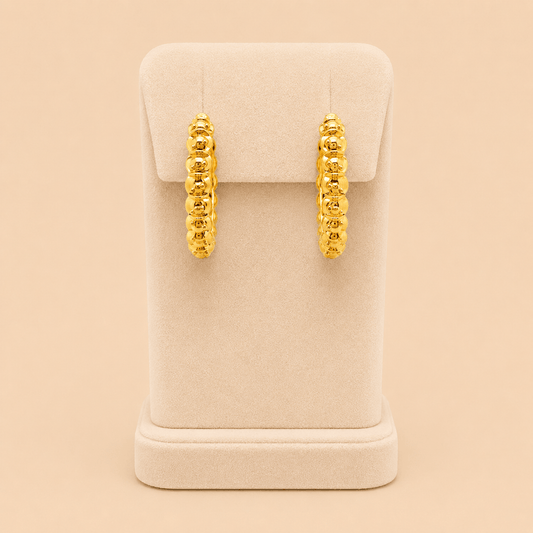 Elegant Gold Beaded Hoop Earrings – Minimal Classic Hoops 0029M