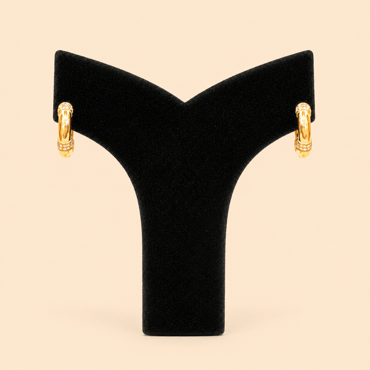 Classic Gold Mini Hoop Earrings with Crystal Detailing 0030M