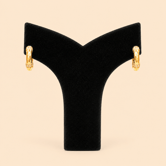 Classic Gold Mini Hoop Earrings with Crystal Detailing 0030M