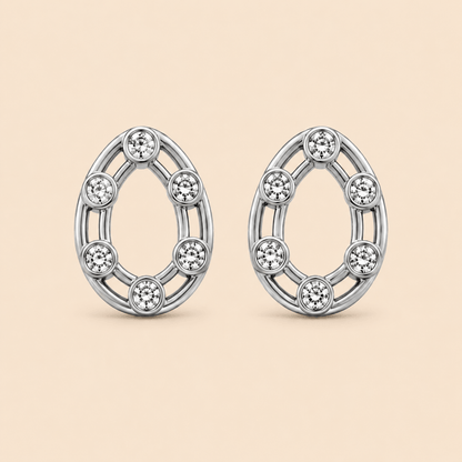 Silver Stainless Steel Teardrop Tops with Crystal Stones 0034M