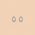 Silver Stainless Steel Teardrop Tops with Crystal Stones 0034M