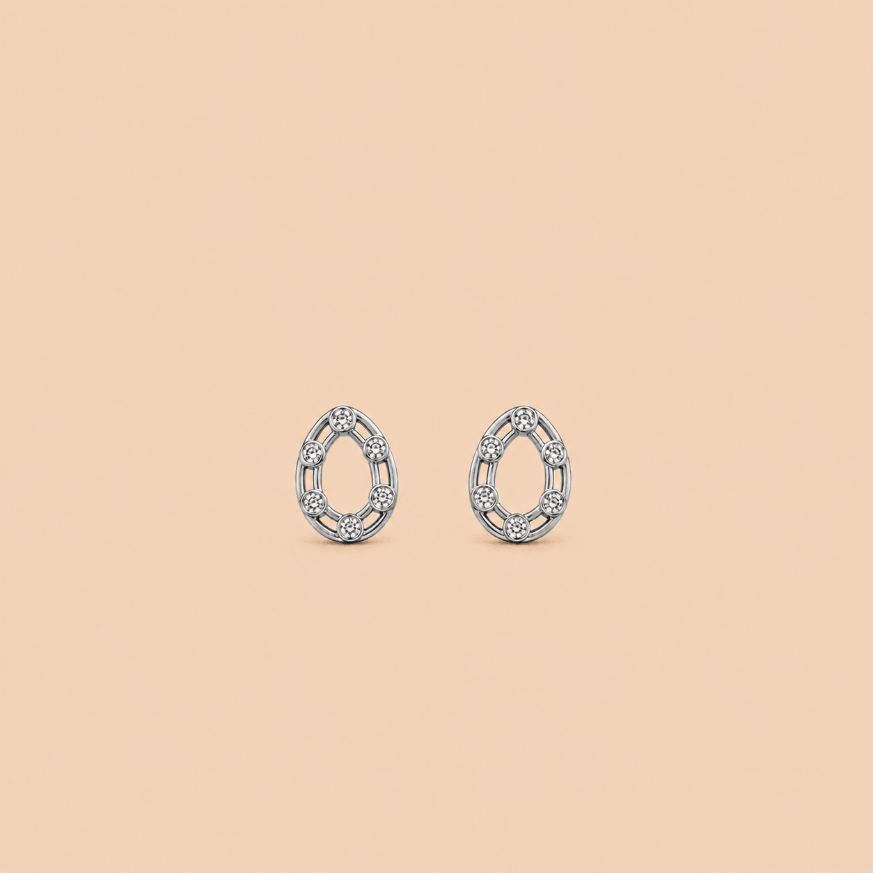 Silver Stainless Steel Teardrop Tops with Crystal Stones 0034M
