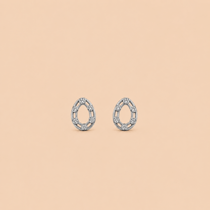 Silver Stainless Steel Teardrop Tops with Crystal Stones 0034M