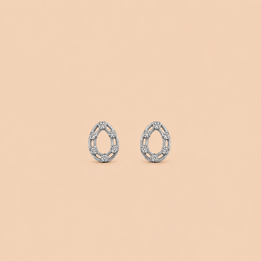 Silver Stainless Steel Teardrop Tops with Crystal Stones 0034M