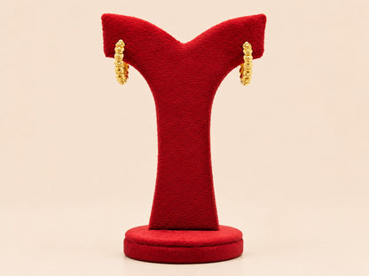 Elegant Gold Beaded Hoop Earrings – Minimal Classic Hoops 0029M