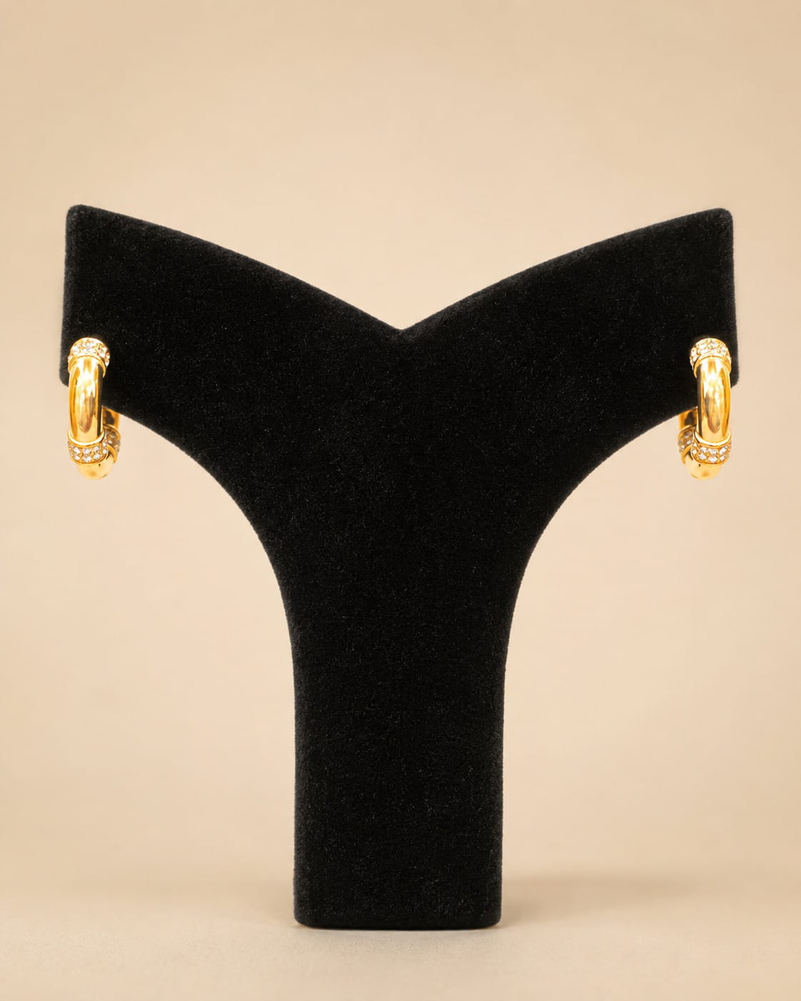 Classic Gold Mini Hoop Earrings with Crystal Detailing 0030M