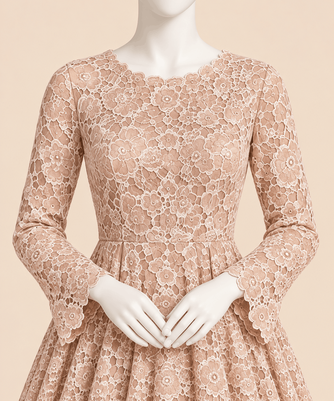 Blush Rosé Floral Lace Embroidered Luxury Maxi – 0164M (Unstitched)