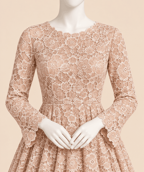 Blush Rosé Floral Lace Embroidered Luxury Maxi – 0164M (Unstitched)