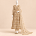 Champagne Gold Floral Embroidered Luxury Formal Suit – 0169M (Unstitched)
