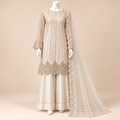 Ivory Pearl Sequin Embroidered Luxury Formal 4-Piece Suit – 0171M (Unstitched)