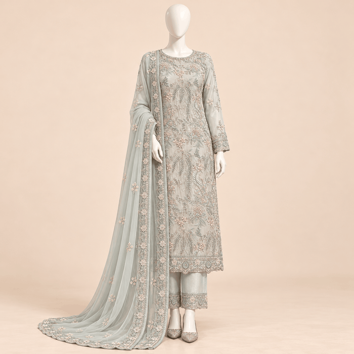 Celestial Sage – Luxury Embroidered 3-Piece Formal Suit – 0173M (Unstitched)