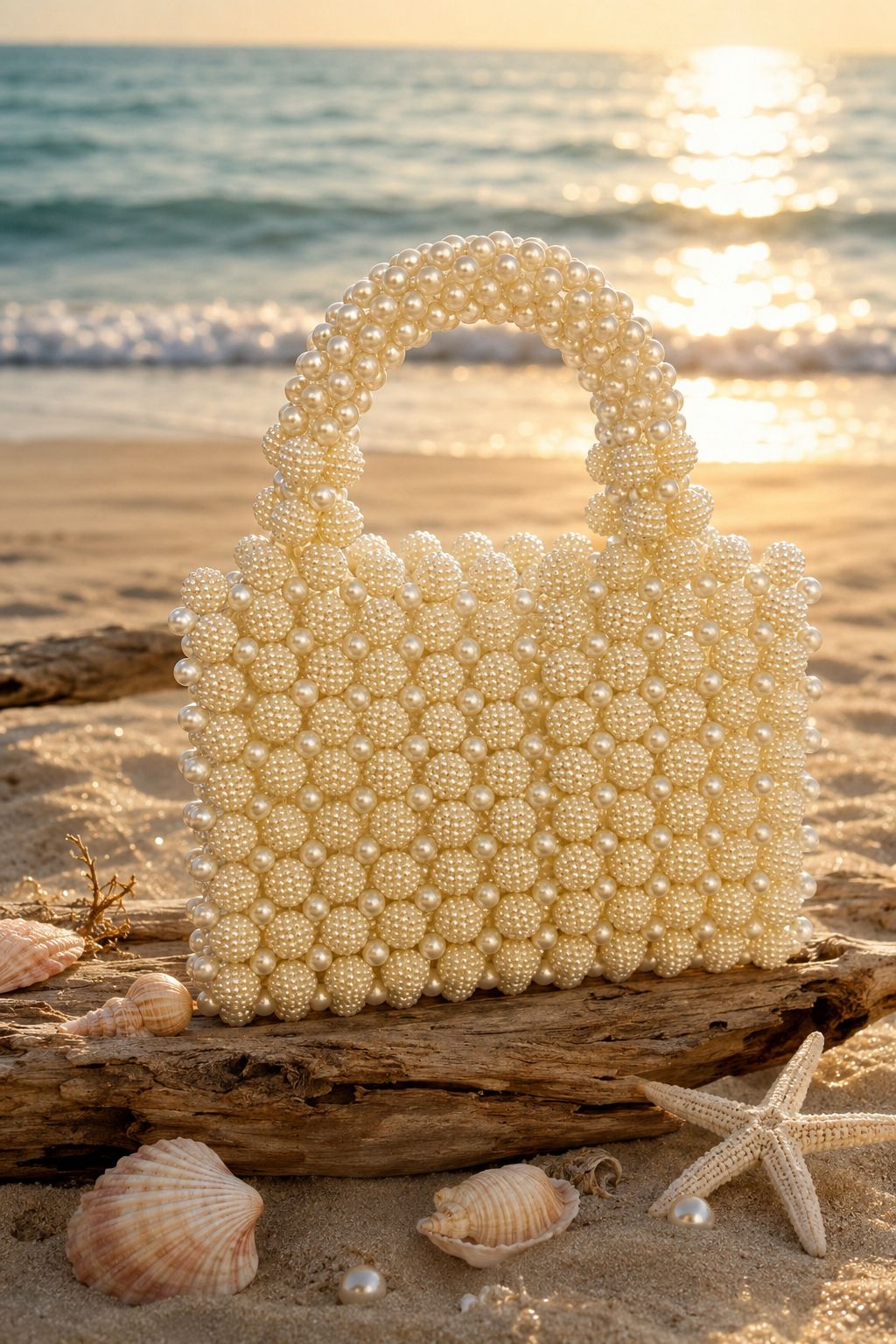 Ivory Pearl Embellished Statement Handbag – 0110M