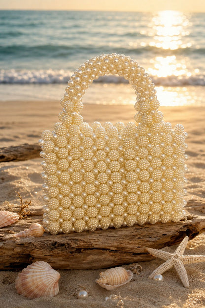 Ivory Pearl Embellished Statement Handbag – 0110M
