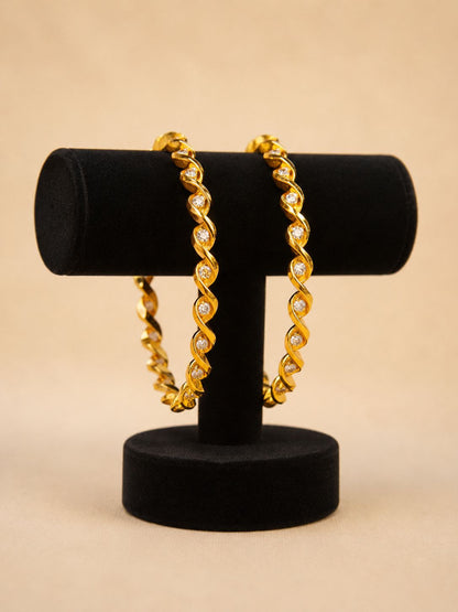 Gold Spiral Crystal Metal Bangles – SKU 0018M
