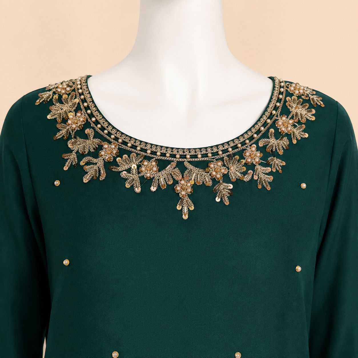 Emerald Royale Embroidered Gharara Suit with Rust Net Dupatta – 0155M
