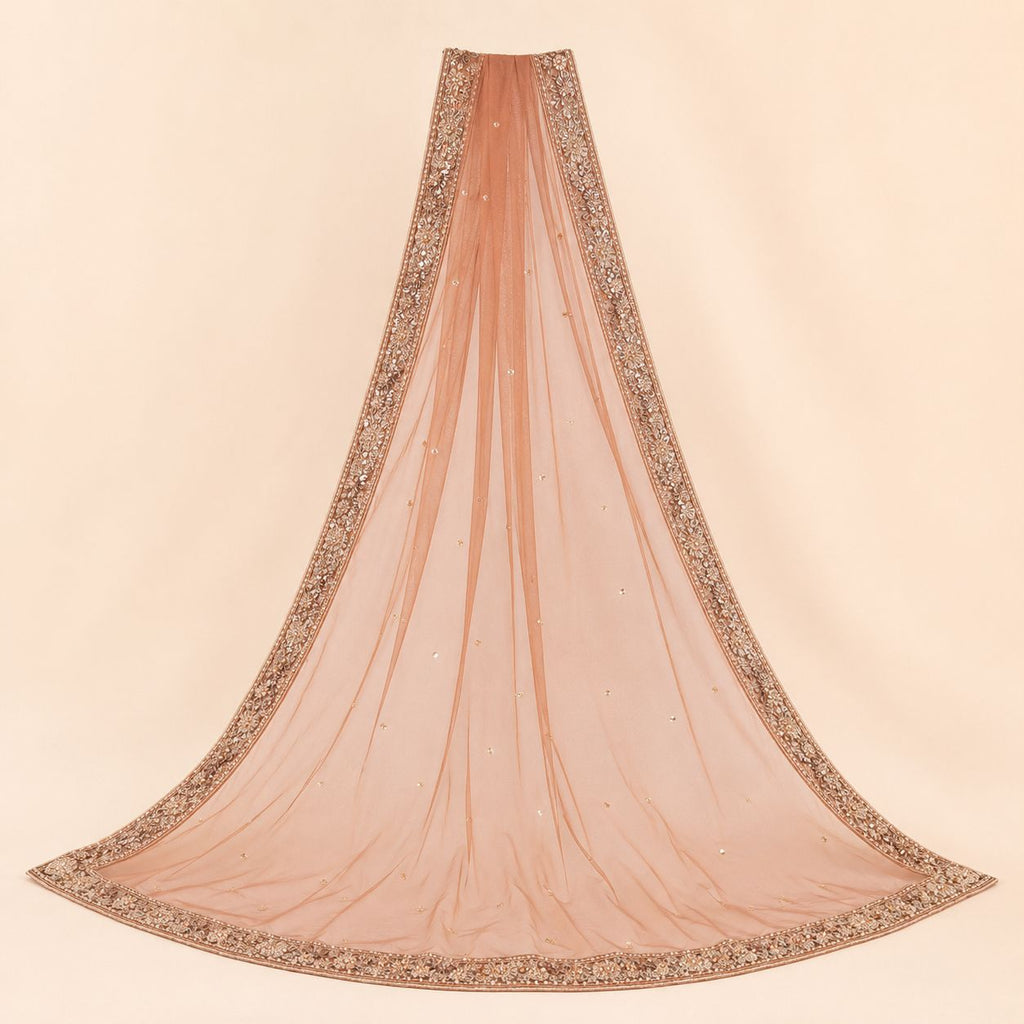 Emerald Royale Embroidered Gharara Suit with Rust Net Dupatta – 0155M