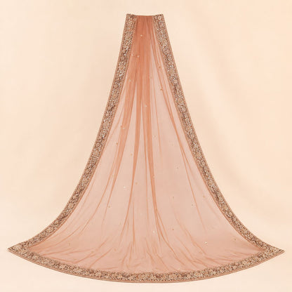 Emerald Royale Embroidered Gharara Suit with Rust Net Dupatta – 0155M
