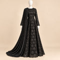 Midnight Black Floral Laser-Cut Embroidered Luxury Frock – 0170M (Unstitched)
