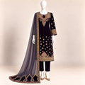 Royal Amethyst – Luxury Embroidered Deep Purple Velvet 3-Piece Formal Suit – 0190M (Unstitched)