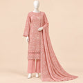 Peach Blossom – Pastel Pink Floral Embroidered 3-Piece Suit – SKU 0197M (Unstitched)