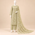 Pistachio Grace – Luxury Floral Embroidered 3-Piece Suit – SKU 0198M (Unstitched)