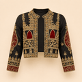 Royal Black & Maroon Handmade-Embroidered Luxury Silk Jacket – 0093M