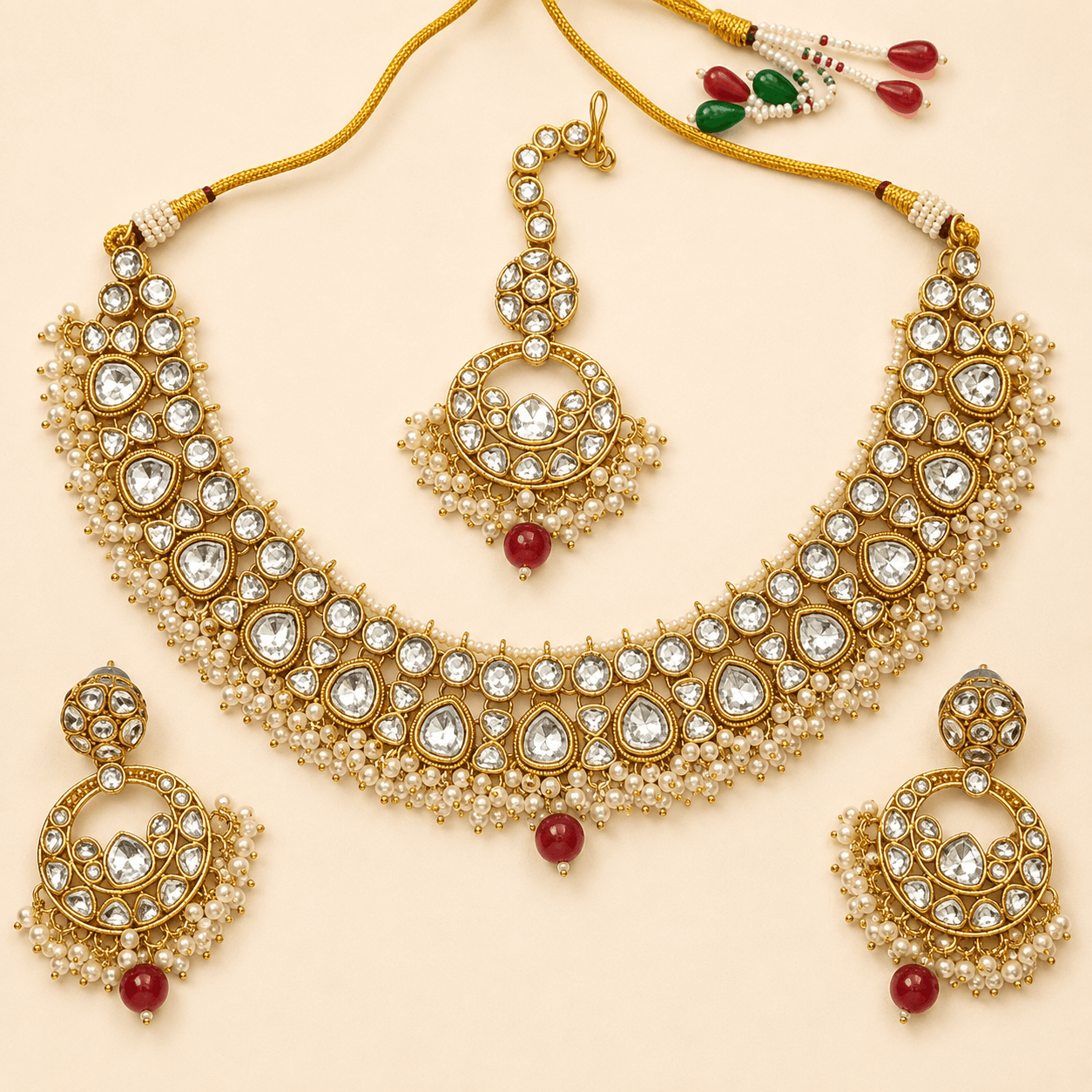 Royal Kundan Pearl Bridal Jewellery Set – 0139M