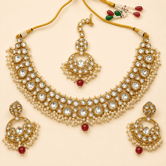 Royal Kundan Pearl Bridal Jewellery Set – 0139M