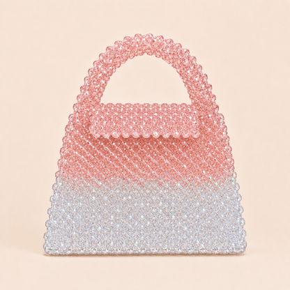 Blush Peach & Clear Crystal Beaded Mini Handbag – 0107M