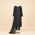 Midnight Black Embroidered 3-Piece Festive Suit – 0142M