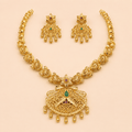 Golden Filigree Necklace Set with Statement Pendant – 0147M