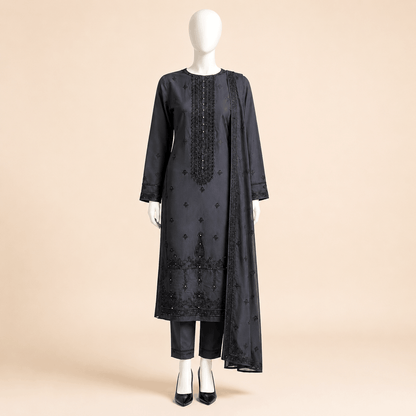 Midnight Noir Embroidered 3-Piece Suit 0143M