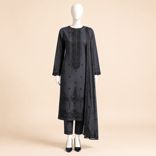 Midnight Noir Embroidered 3-Piece Suit 0143M