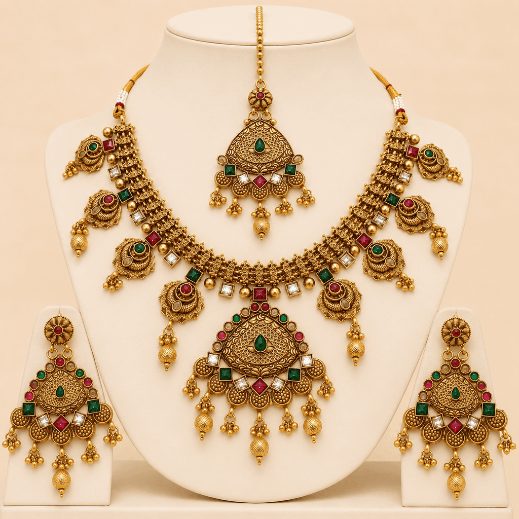 Royal Antique Gold Bridal Jewellery Set – 0148M