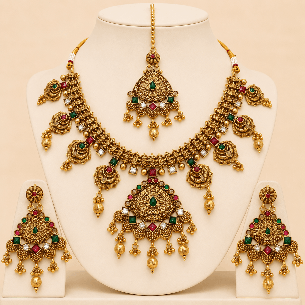 Royal Antique Gold Bridal Jewellery Set – 0148M