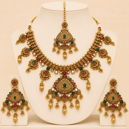 Royal Antique Gold Bridal Jewellery Set – 0148M