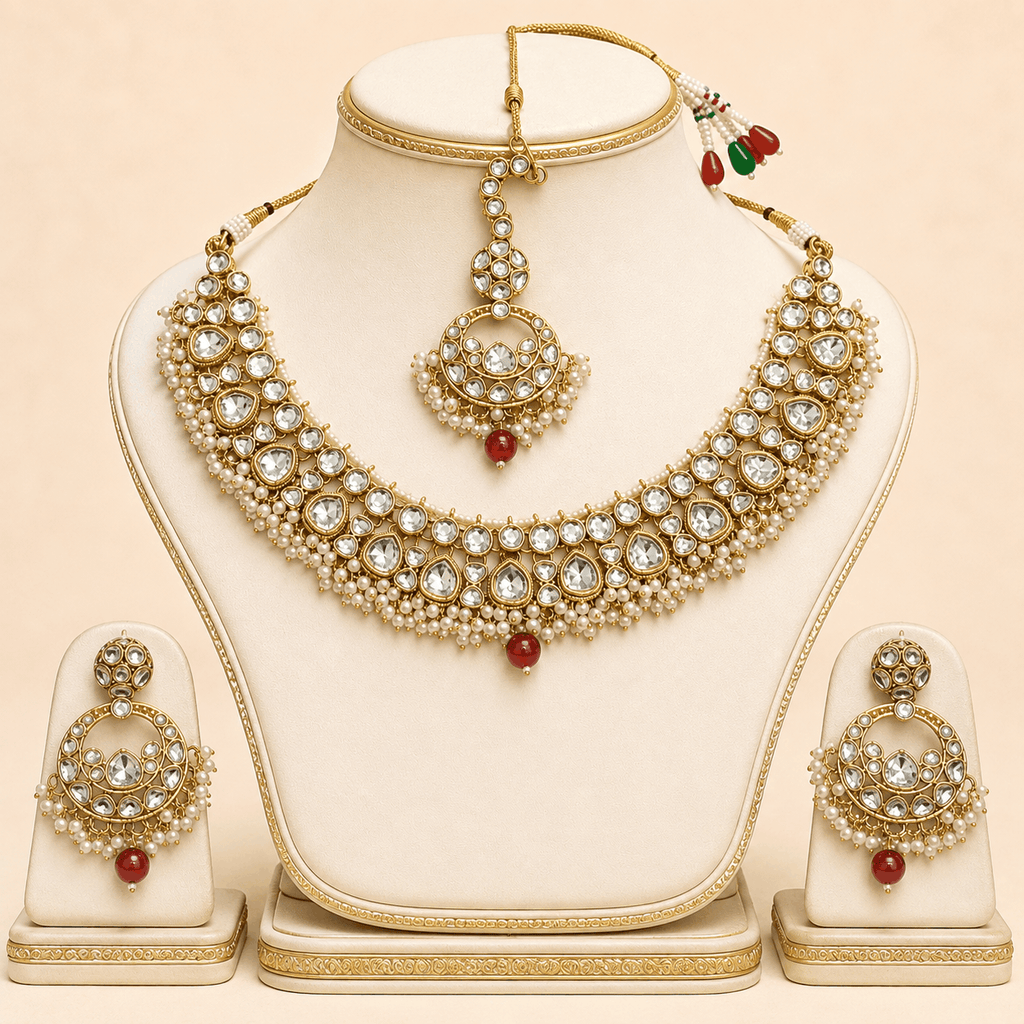 Royal Kundan Pearl Bridal Jewellery Set – 0139M