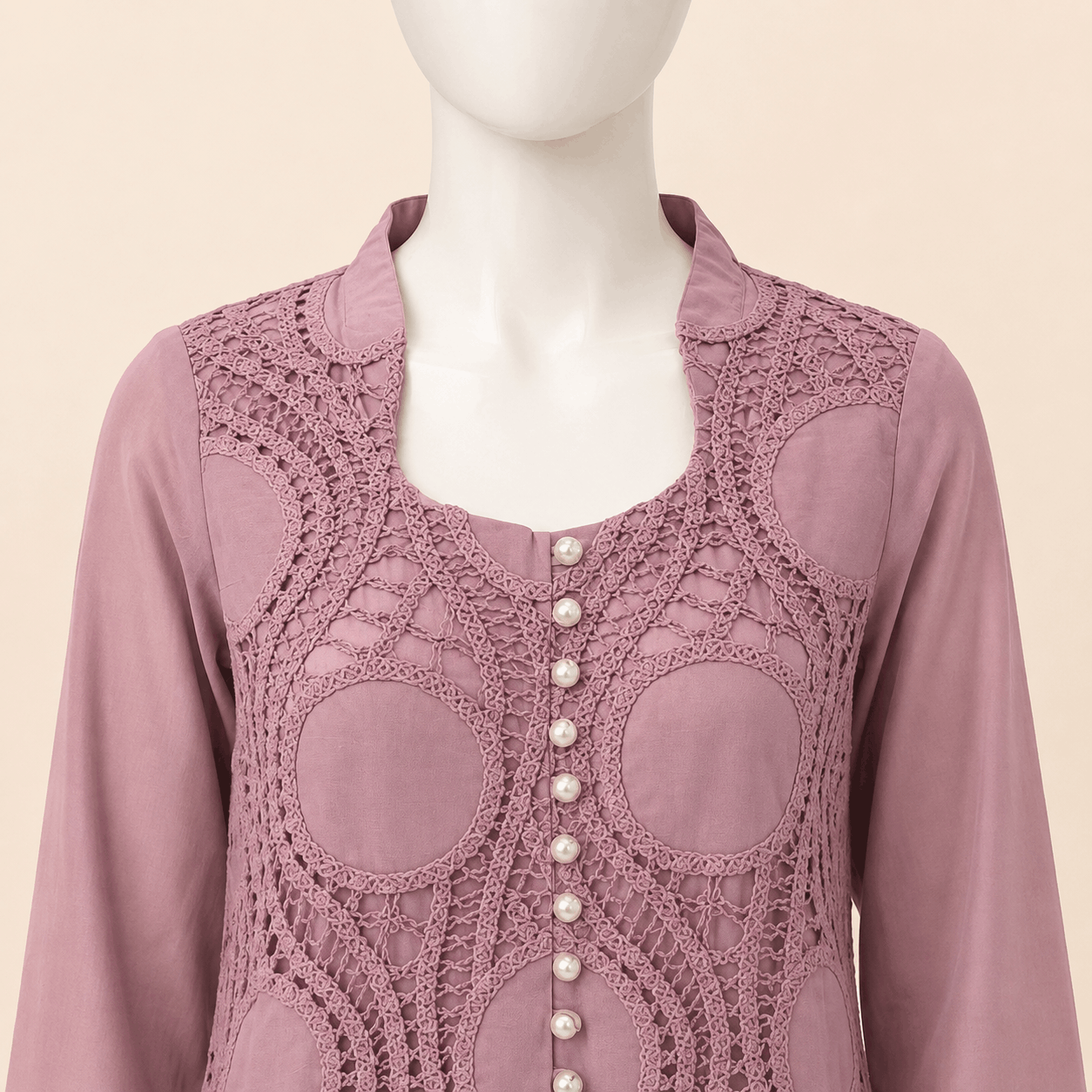 Dusty Mauve Lawn Crochet Lace Two-Piece Suit – 0089M