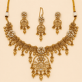 Antique Gold Floral Pendant Jewellery Set – 0153M