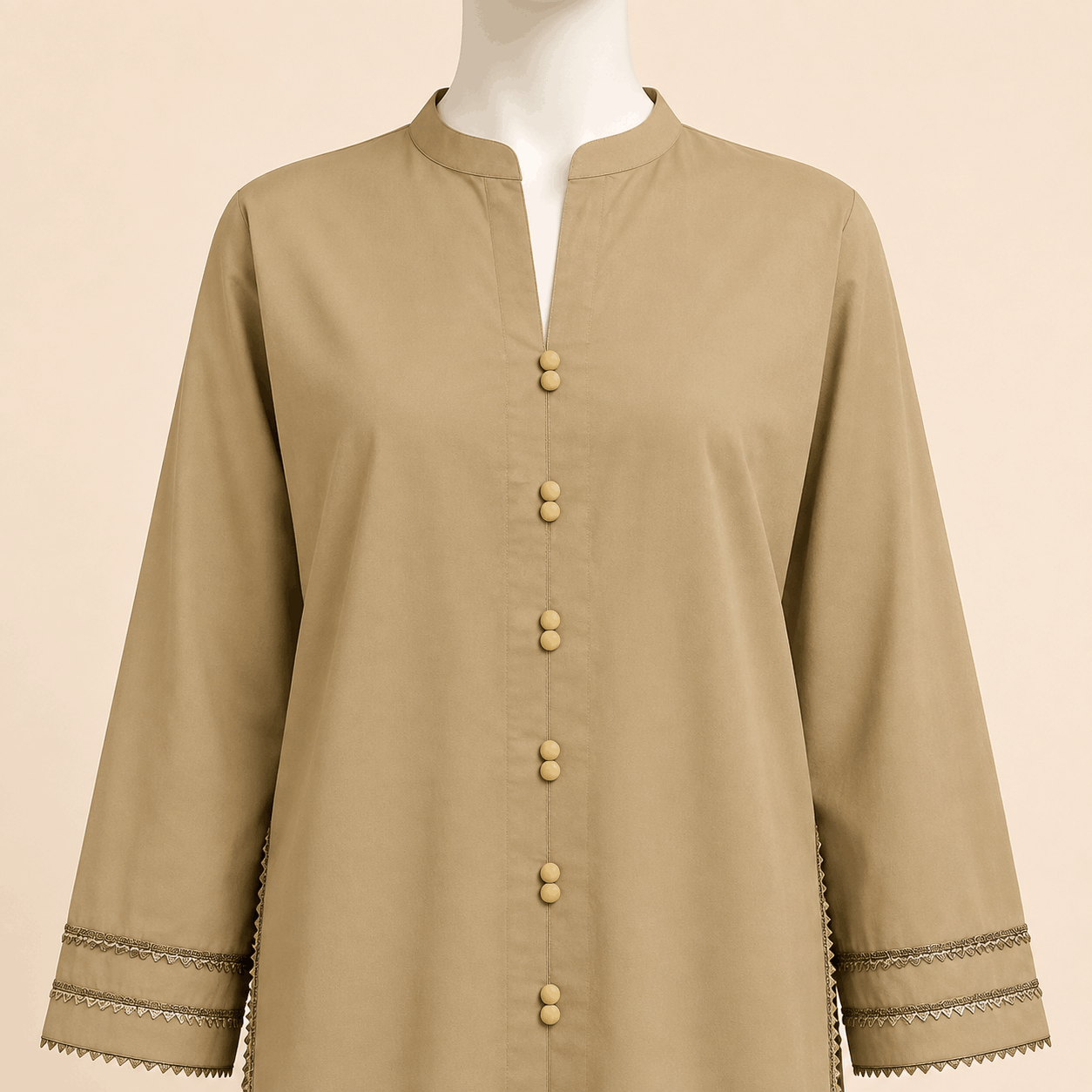 Sandstone Beige Button Lawn suit -Detail 2-Piece Suit – 0086M