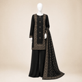 Midnight Noor Black Ethnic Printed 3-Piece Lawn Suit with Digital Printed Dupatta – 0121M