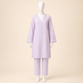 Lilac Pearl-Trim Scalloped Kurta Trouser Set 2-piece lawn suit – 0124M