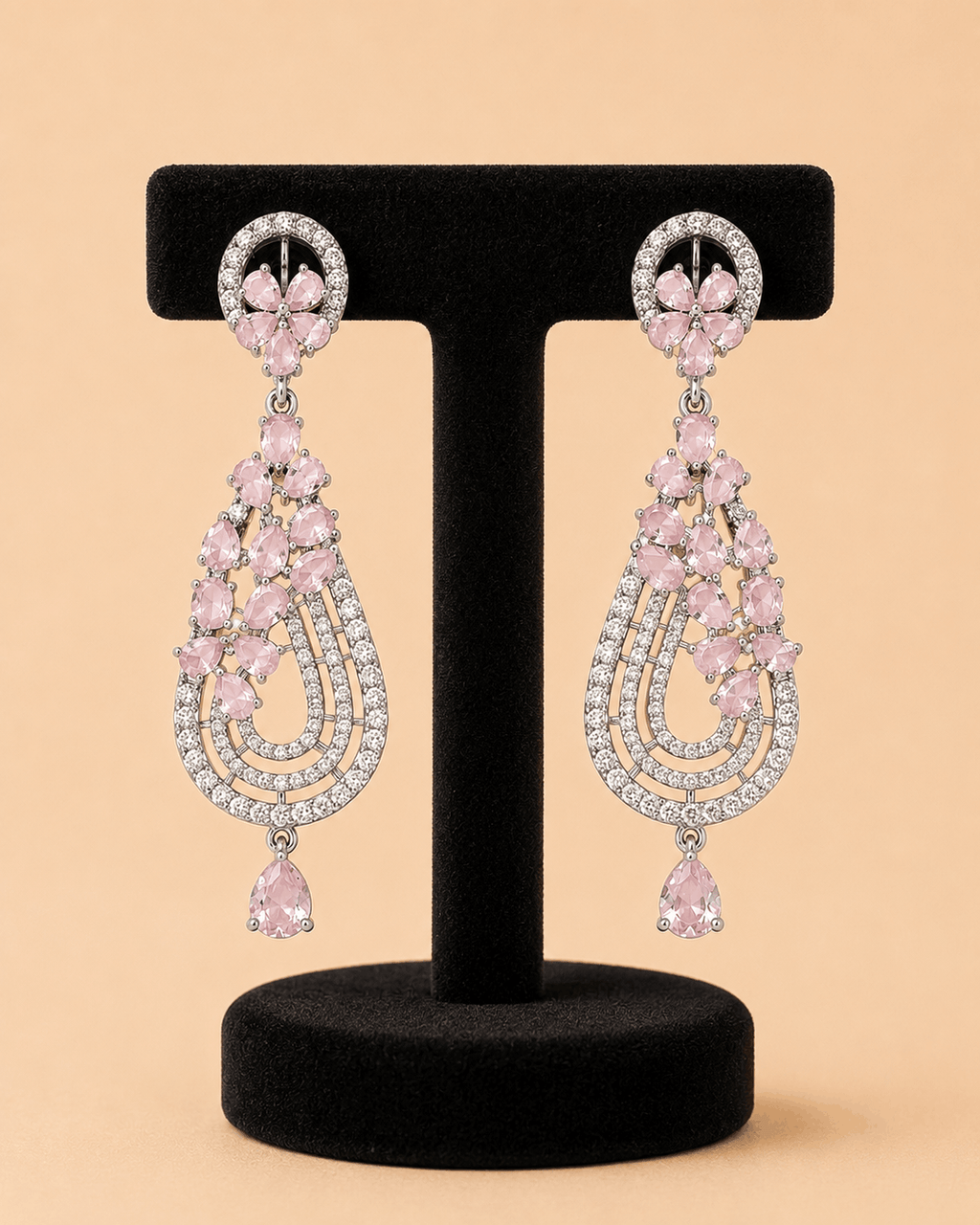 Blush Pink Stone Luxury Earrings – SKU 0016M
