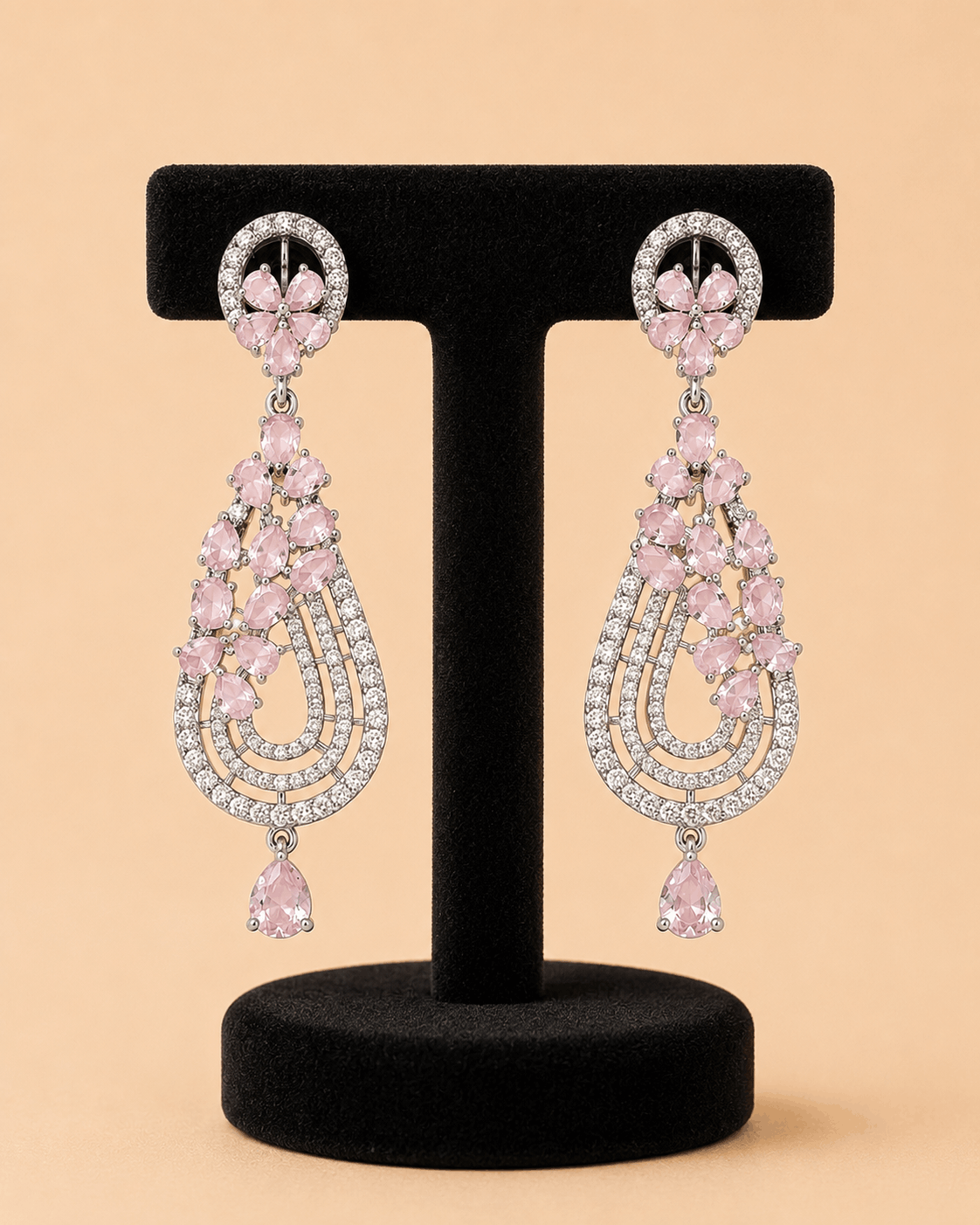 Blush Pink Stone Luxury Earrings – SKU 0016M