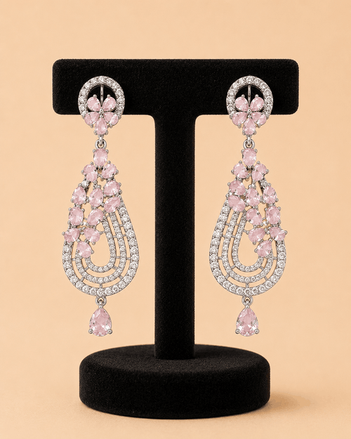Blush Pink Stone Luxury Earrings – SKU 0016M